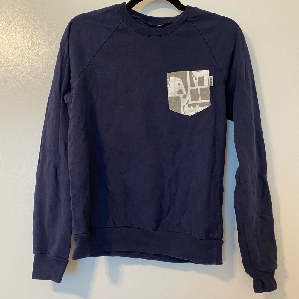Serengetee Wear the World Navy Blue Sweater with Elephant Chest Pocket